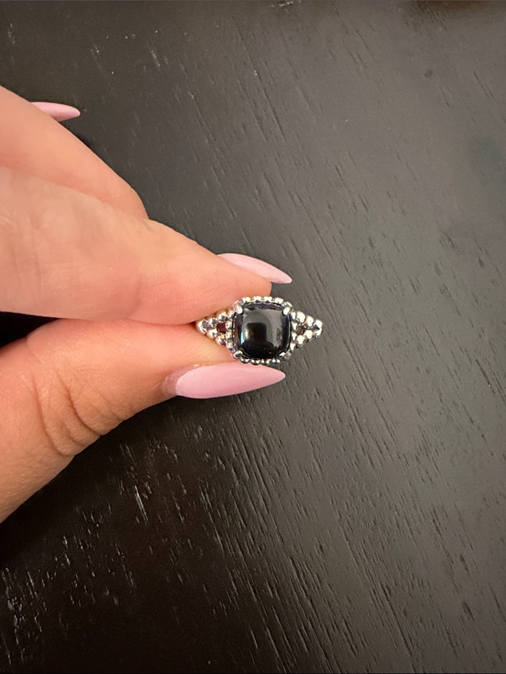 Pandora vibrant spirit ring with Cabochan Black Crystal